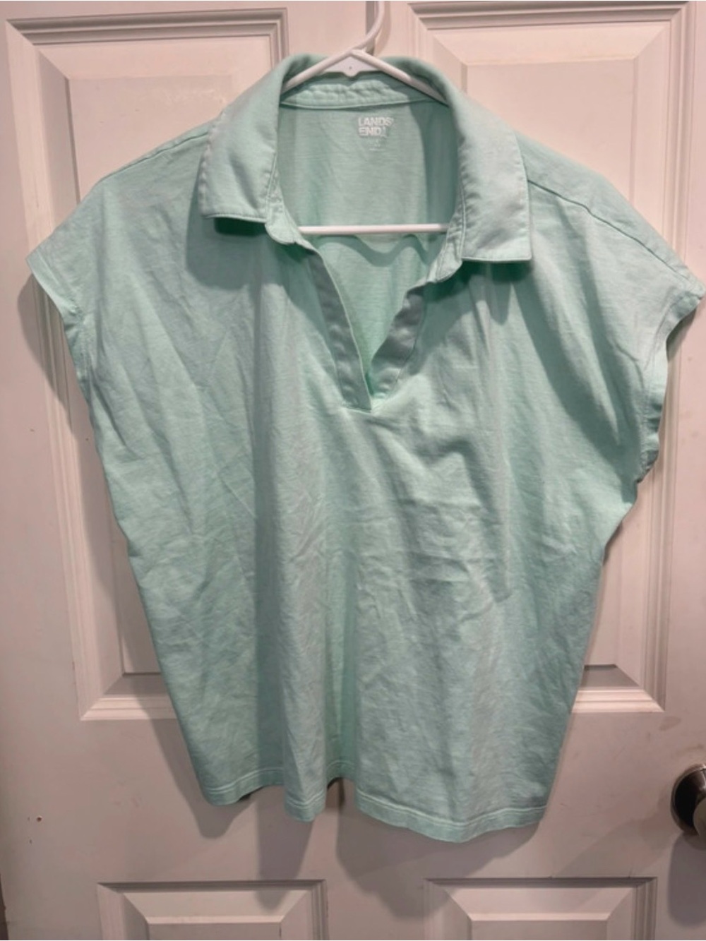 Lands' End Mint Green Polo-Style Short Sleeve Top